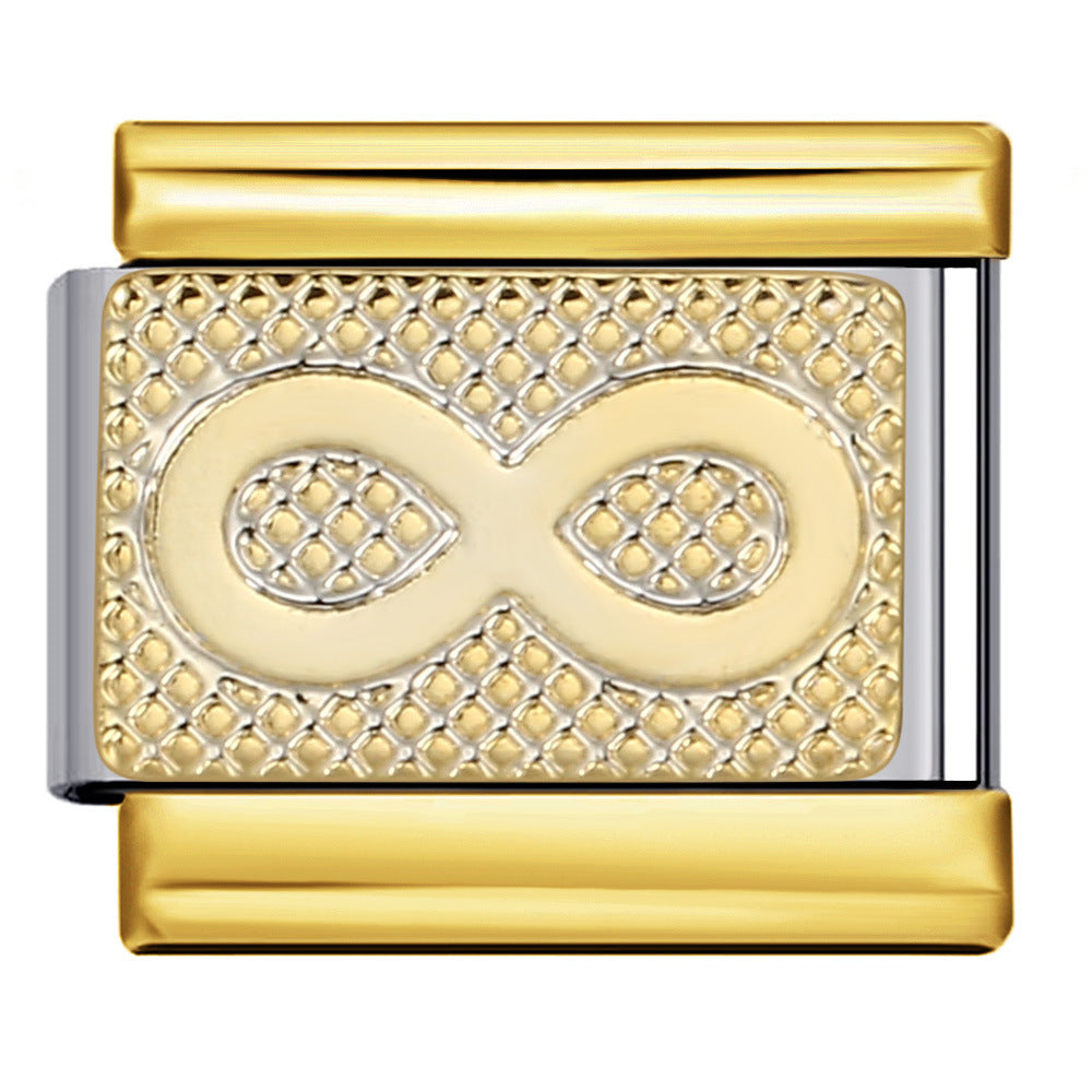 Wholesale Italian Charm Bracelet 9mm DIY gold-plated silver pattern Creative Stainless Steel Composable Bracelet