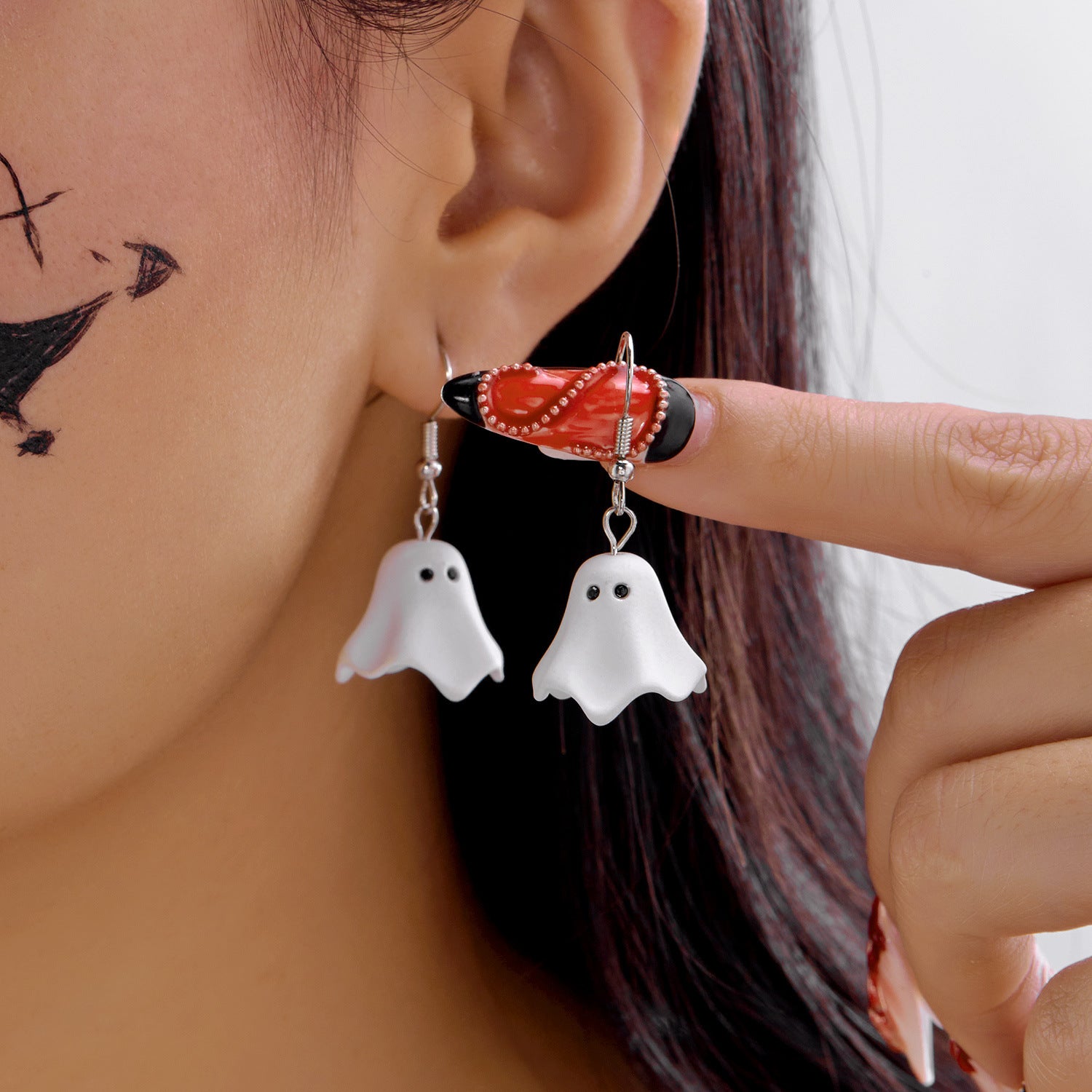 Wholesale Halloween Three-Dimensional Dripping Blood Heart Necklace Earrings Set
