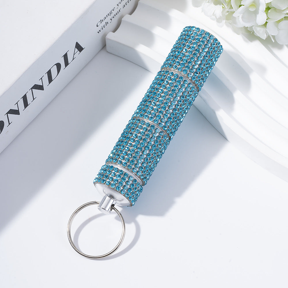 Wholesale diamond-encrusted pill bottle keychain