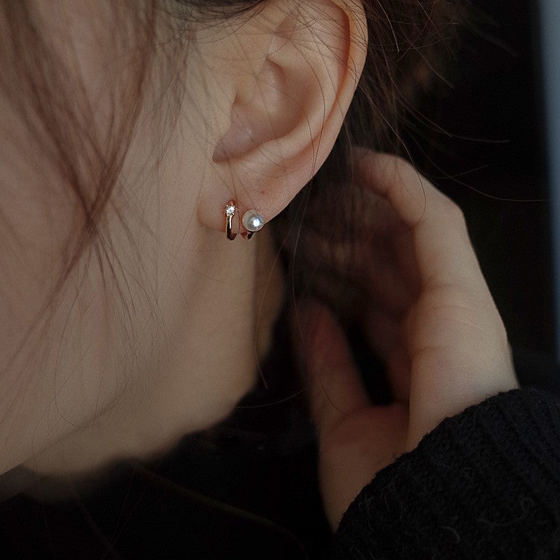 Wholesale Geometric Pearl Earrings Platinum Plated Boutique Resale Jewelry Accessory