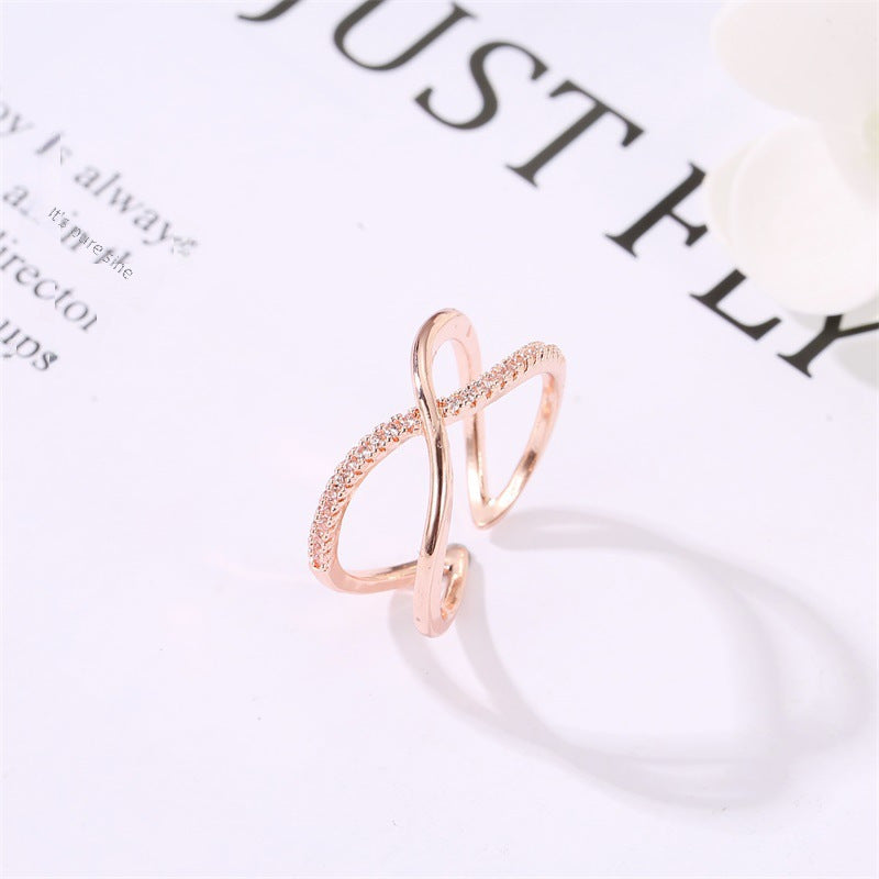 Wholesale  rose gold open  geometric index finger ring