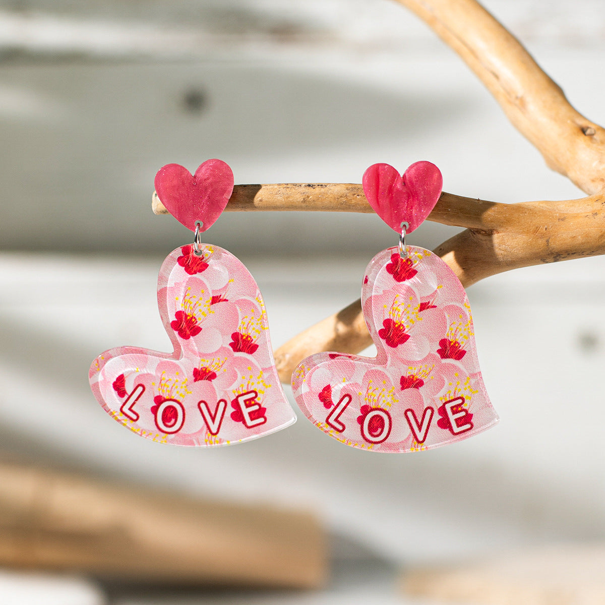 Wholesale Valentine's Day Heart Shaped Acrylic Earrings