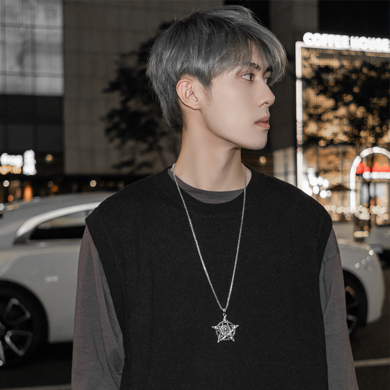 Wholesale Titanium Steel Long Necklace Men's Sweater Chain ACC-NE-Meihun009