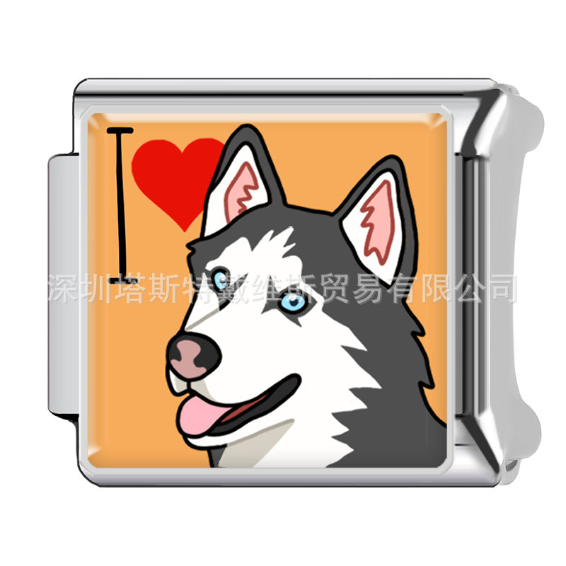 Wholesale Dark Egyptian Cute Pet Stainless Steel Charms DIY Bracelet Watch Strap Fashion Jewelry Accessory Gift For Boutique Resale