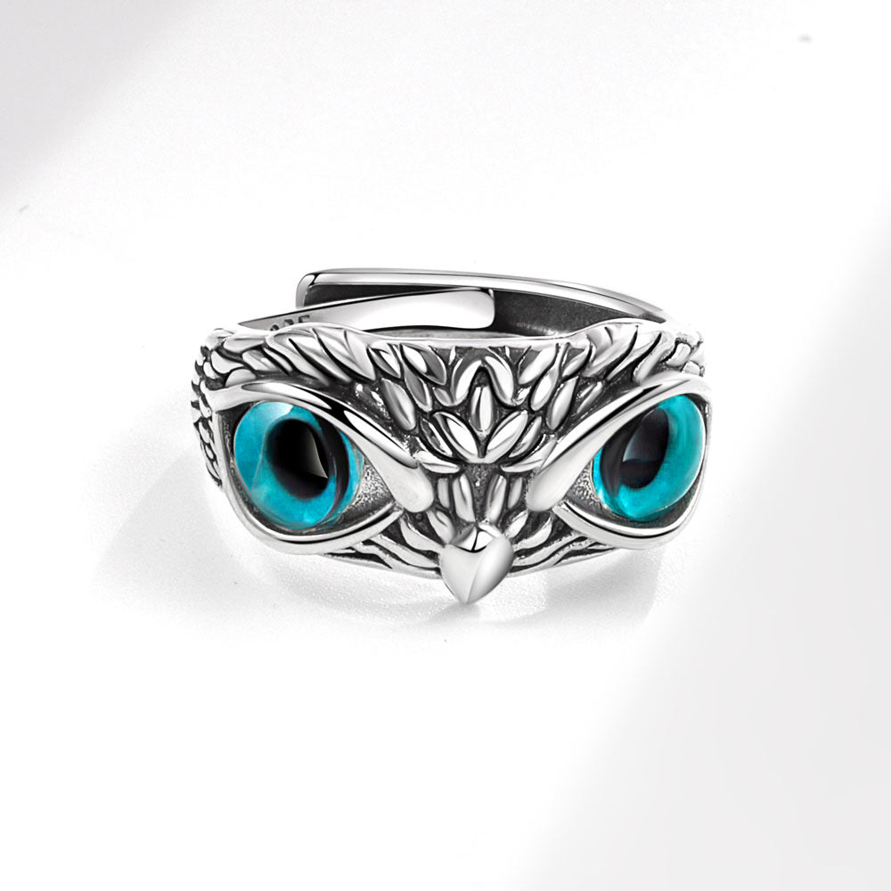 Wholesale Sterling Vintage Heavy Industry Luxury Blue Eye Open Ring