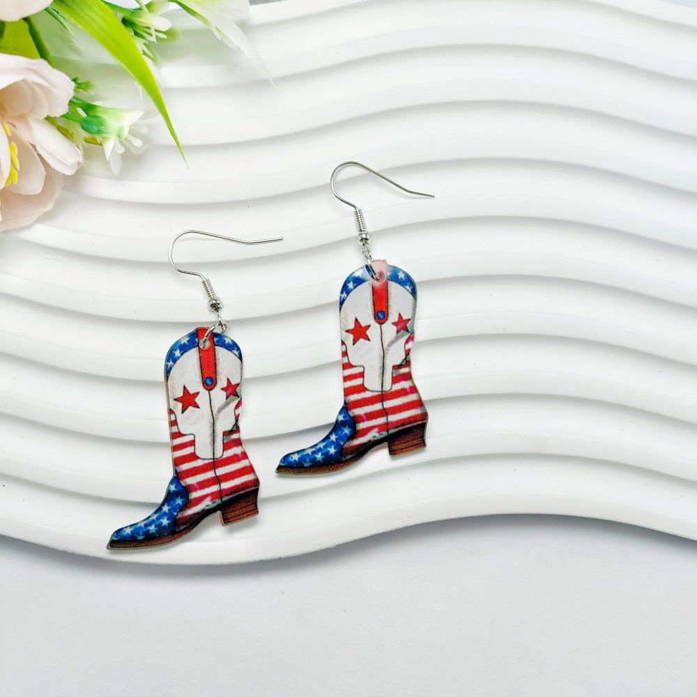 Wholesale 10pcs American Independence Day Earrings Love Stars Sun Flower Earrings ACC-ES-Qiyu006