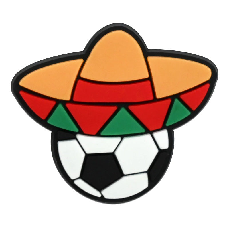 Wholesale Random 100pcs Mexican soccer-themed  PVC Soft Rubber Shoe Buckle Decoration