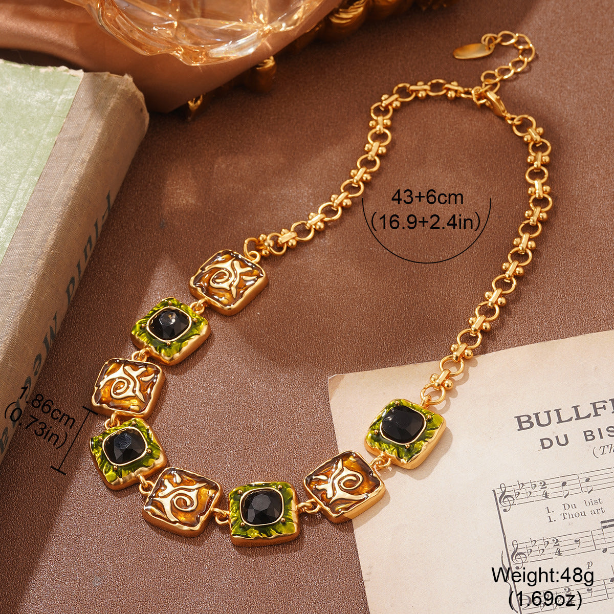 Wholesale Retro  Pearl Heart Earrings Silver Tassel Ring Leaf Splicing Necklace