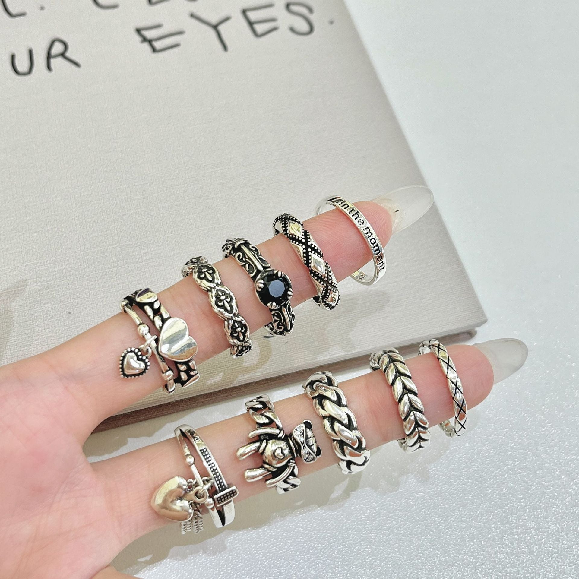 Wholesale Vintage distressed 925 silver heart ring