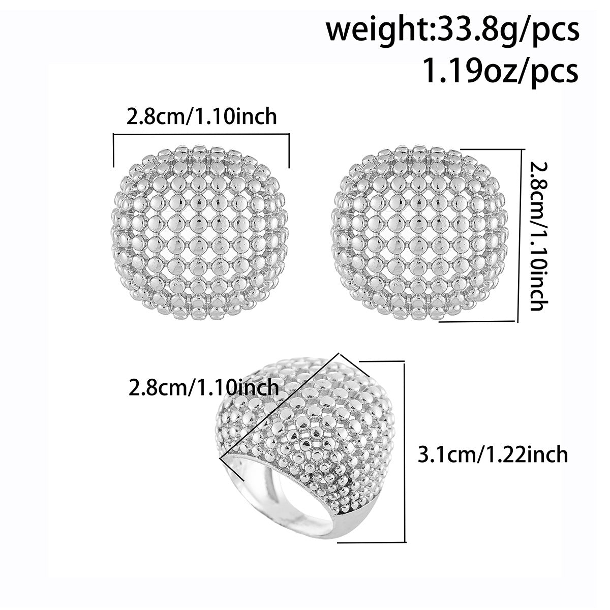 Wholesale  Retro Ring suit  Geometric Hollow  Round Bead Metal Earrings Jewelry