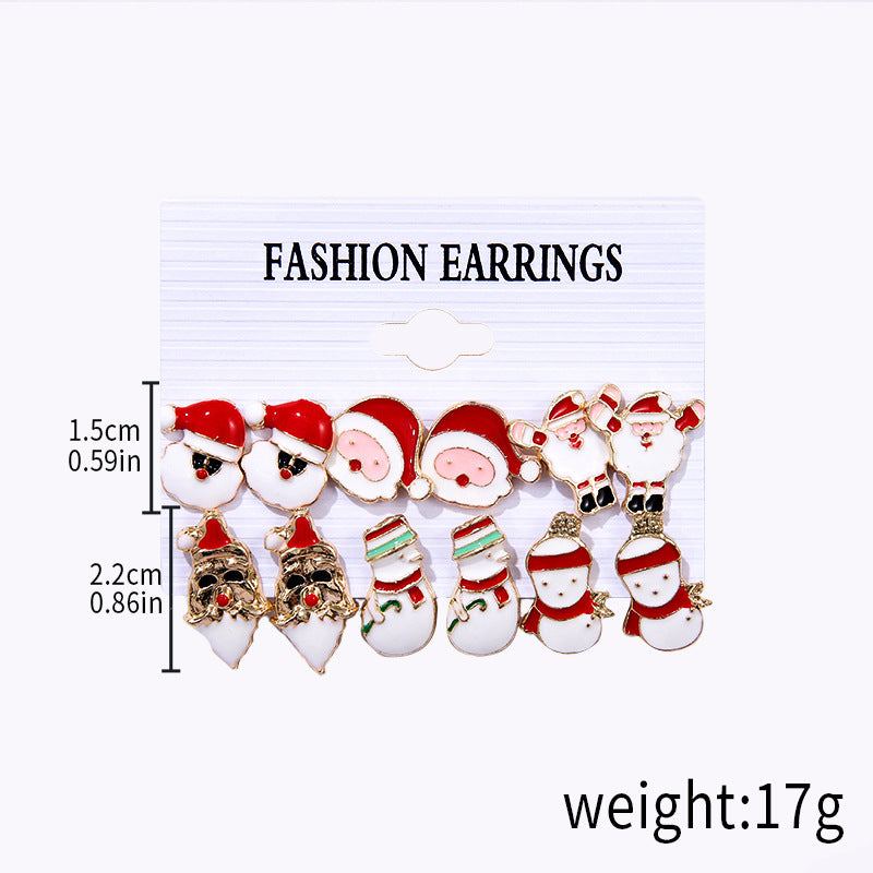 Wholesale Alloy Oil Drop Cartoon Santa Claus Earrings Set ACC-ES-Zhey007