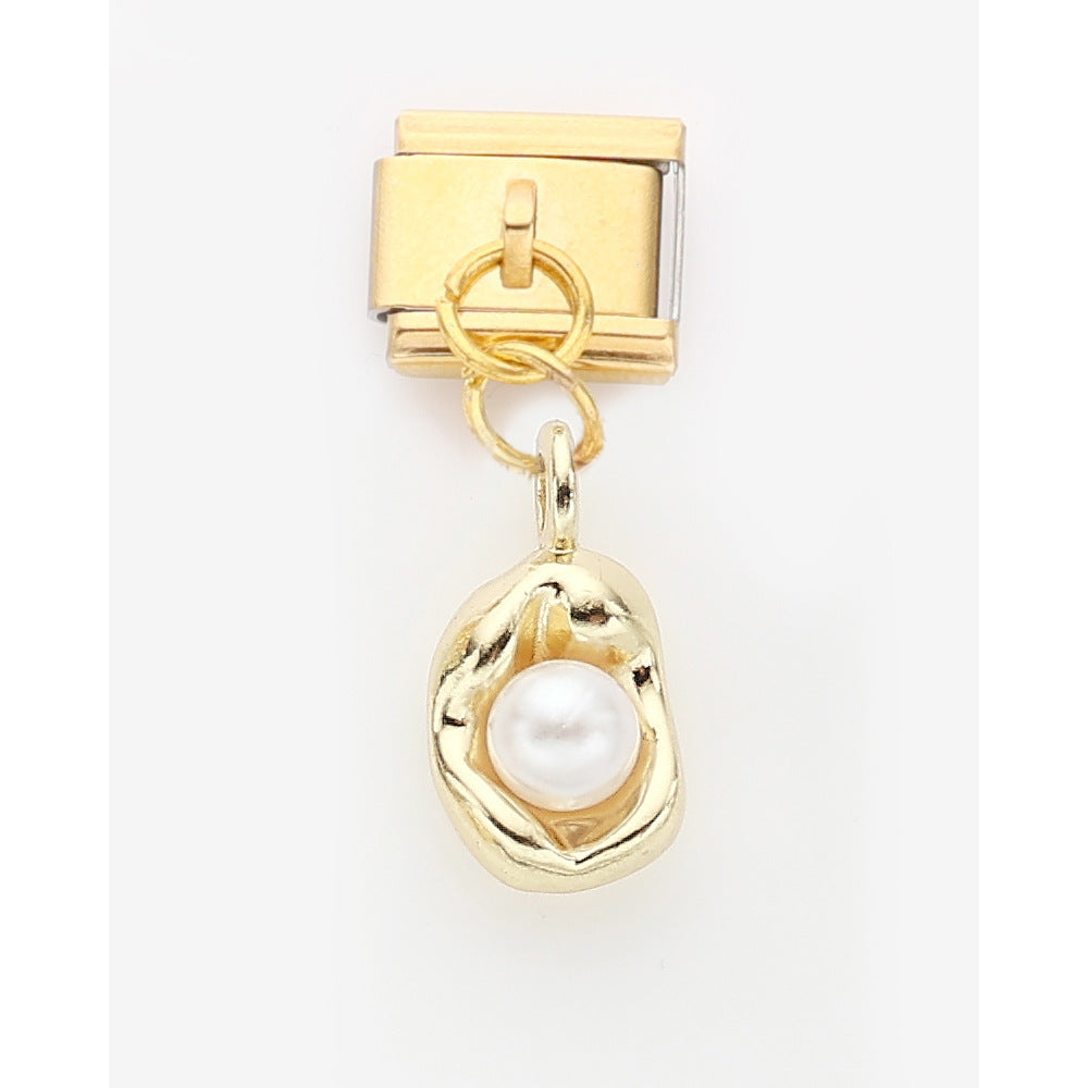 Wholesale 10pcs Italian Charm Bracelet 9mm DIY Splicing Golden Cherry Mushroom Stainless Steel Composable Bracelet