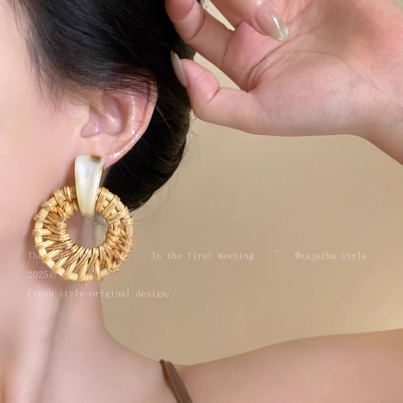 Wholesale Boho Geometric Rattan Earrings - Fashion Accessory for Women