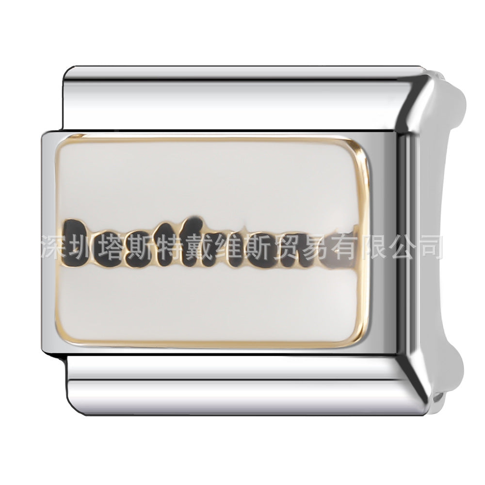 Wholesale 9mm Italian Charm Starter Bracelets DIY square Single Section Creative Stainless Steel Composable Bracelet