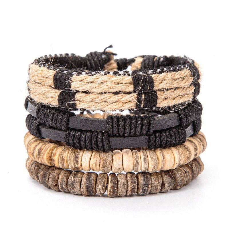 Wholesale Retro Multi-layer Alloy Leather Bracelet