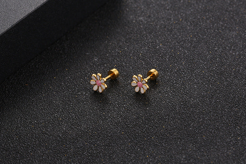 Wholesale Titanium Steel Three-Dimensional Petal Earrings ACC-ES-Yixin012