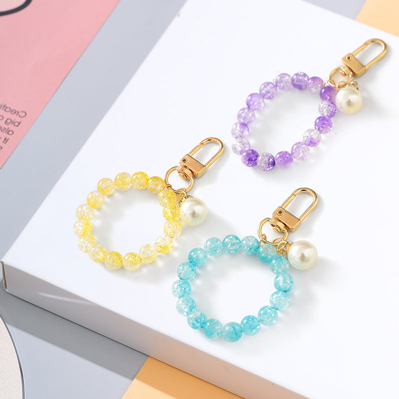 Portachiavi colorato con perline di cristallo acrilico all'ingrosso