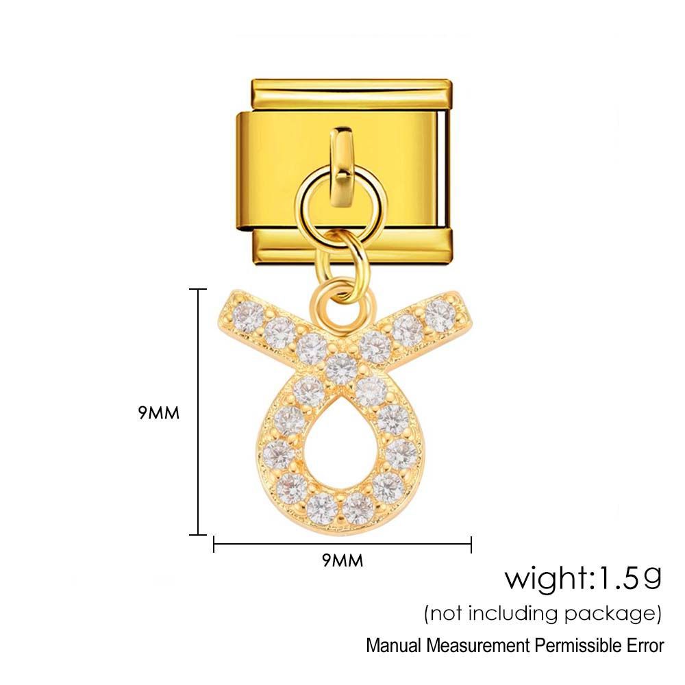 Wholesale 12 Zodiac Signs Rhinestone Pendant Bracelet Stainless Steel Fashion Jewelry Accessory Gift For Boutique Resale