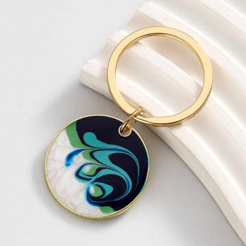Wholesale DIY Bohemian Style Oil Drip Color Matching Disc Keychain ACC-KC-RongR084