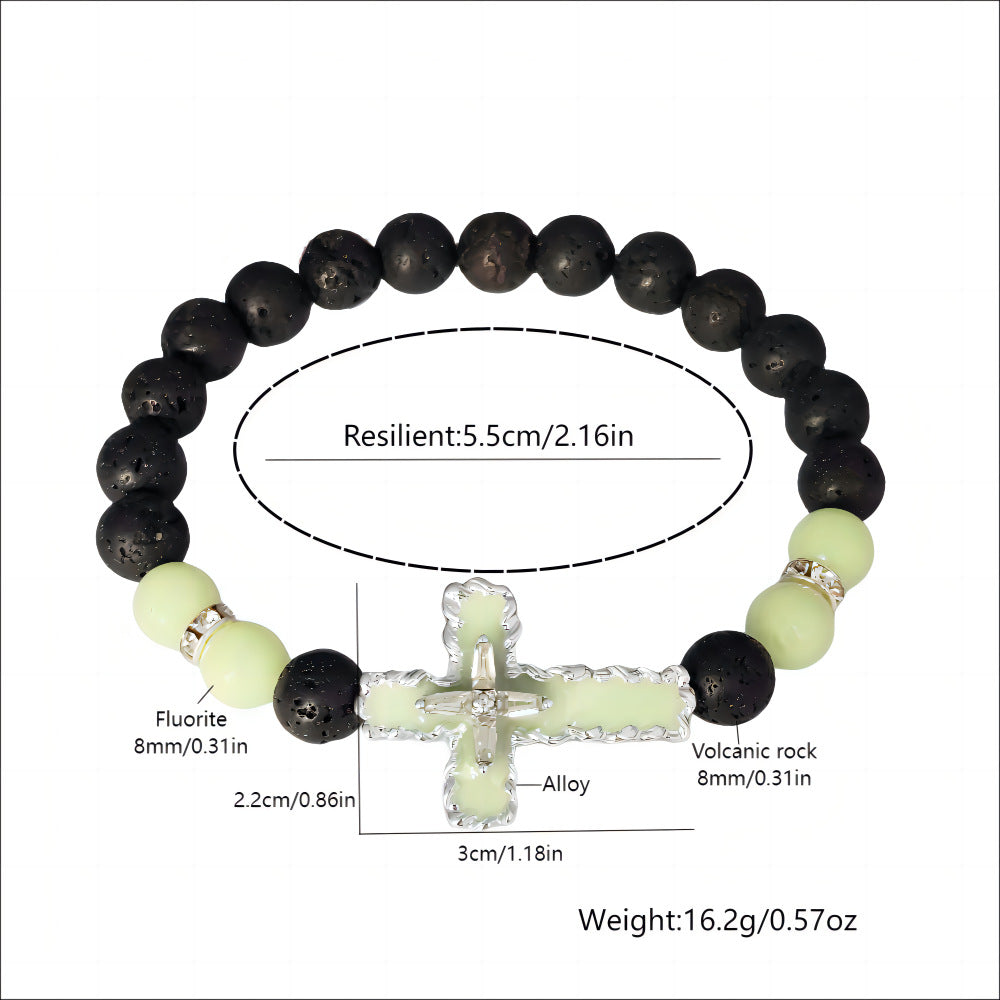 Wholesale  luminous alloy oil cross bracelet