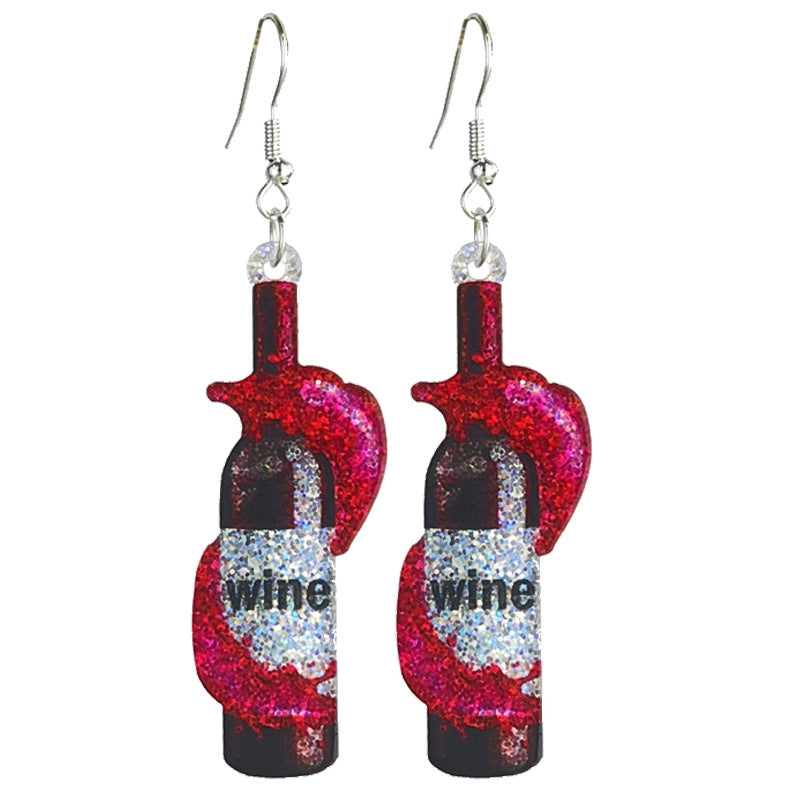 Wholesale 2 Pairs/Pack Colorful Party Beer Festival Red Wine Cocktail Acrylic Earrings ACC-ES-HY162