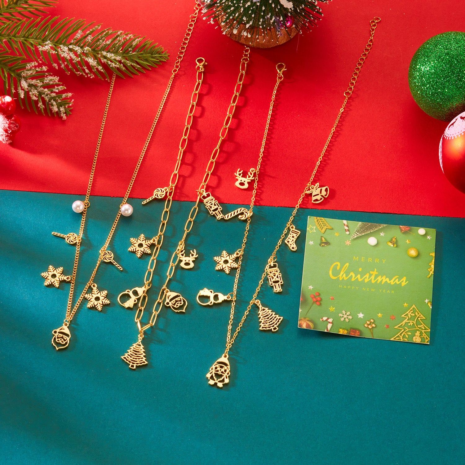 Wholesale Santa Christmas tree snowman necklace