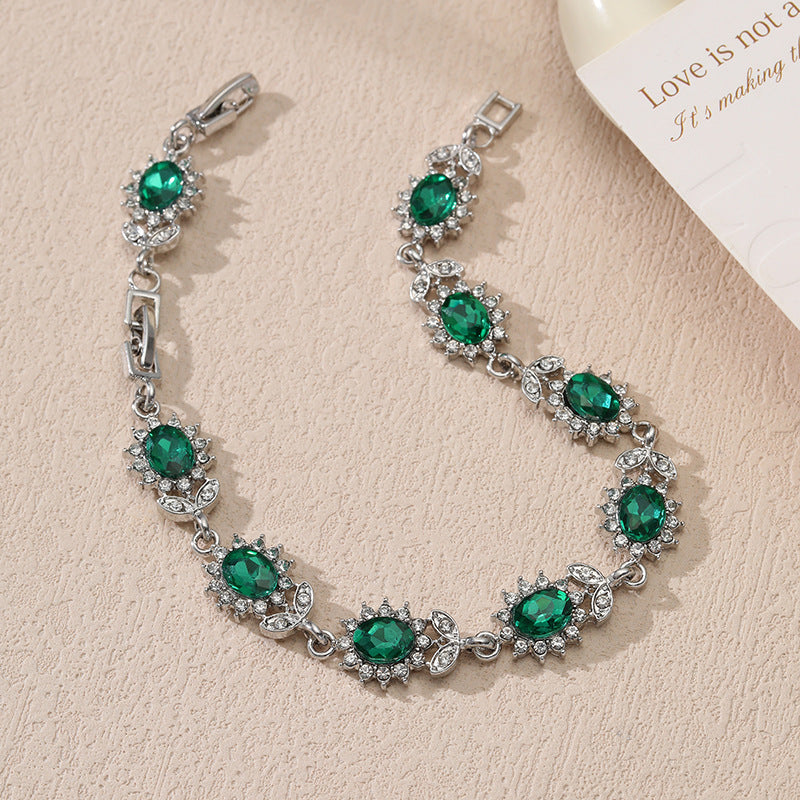 Wholesale Luxurious Floral Leaf Zircon Colorful  Bracelet