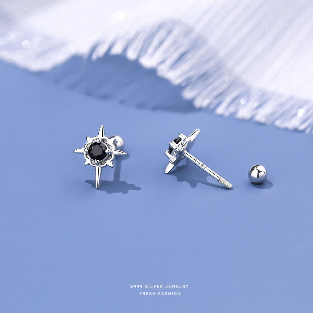 Wholesale s999 pure silver eight star stud earrings