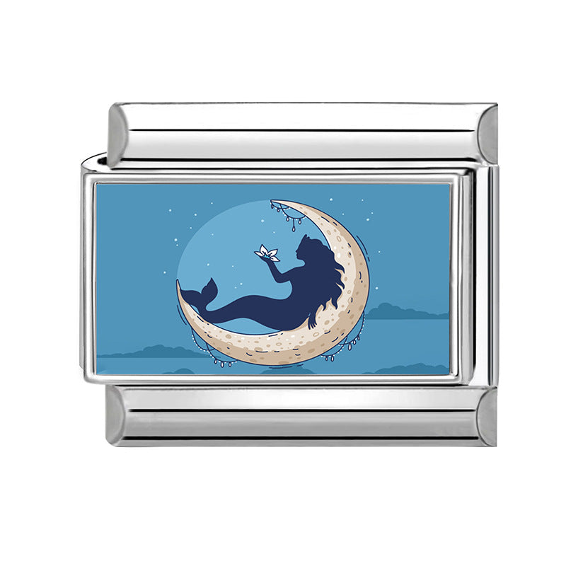 Wholesale DIY Bracelet Charms Stainless Steel Letter Moon Painted Charm For Jewelry Making Fashion Accessory