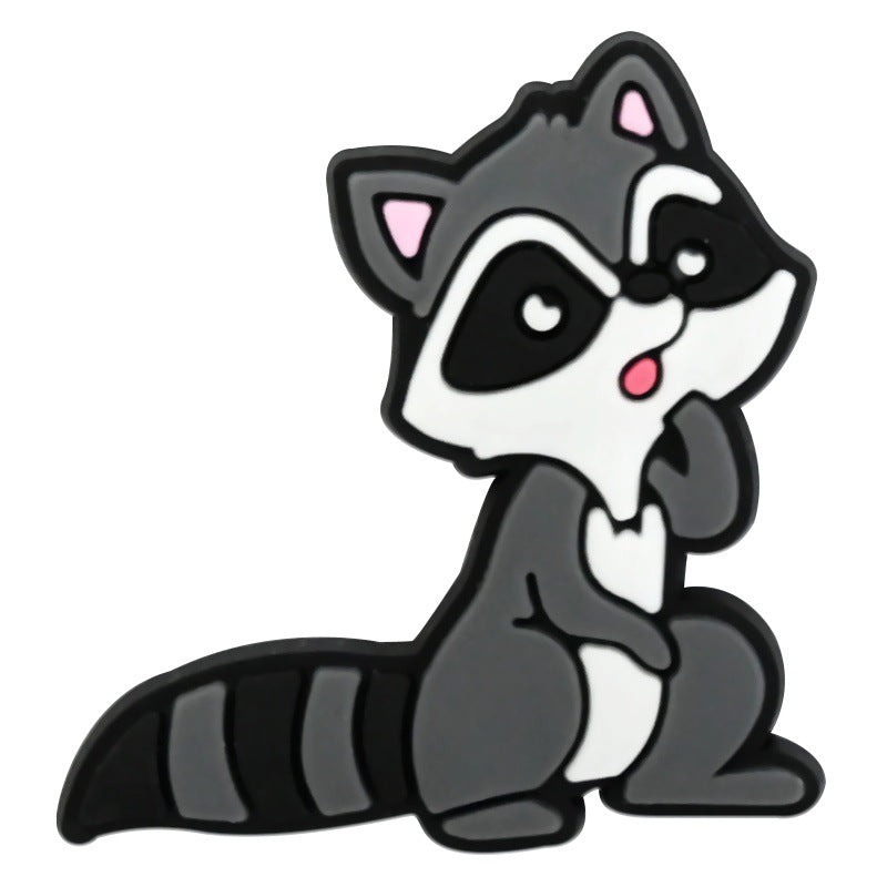 Wholesale Random 100pcs cute raccoon animal-themed  PVC Soft Rubber Shoe Buckle Decoration