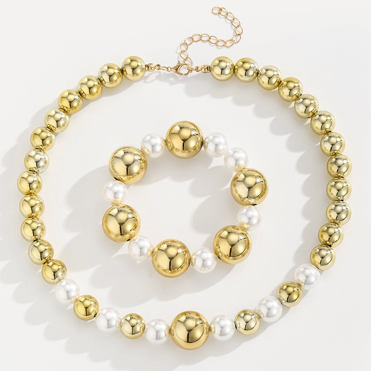 Wholesale Exaggerated Punk Style Round Imitation Pearl Choker Necklace Fashion Jewelry Accessory For Boutique Resale