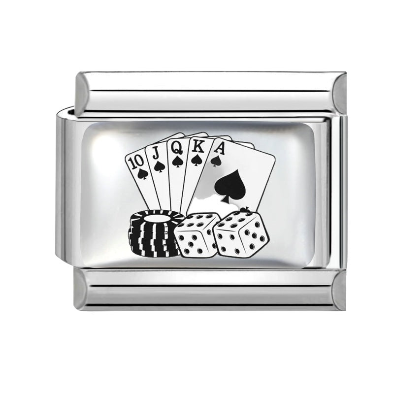 Wholesale Stainless Steel Poker Element DIY Modular Bracelet Accessory Jewelry Supply