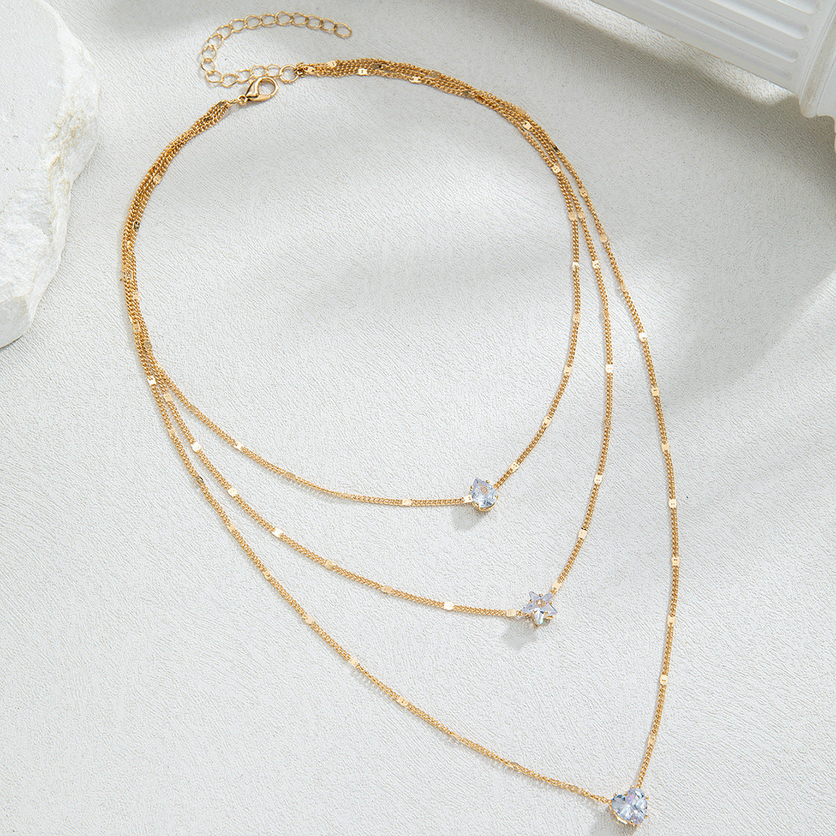 Wholesale  Rhinestone Love Drop Star Pendant  Necklace