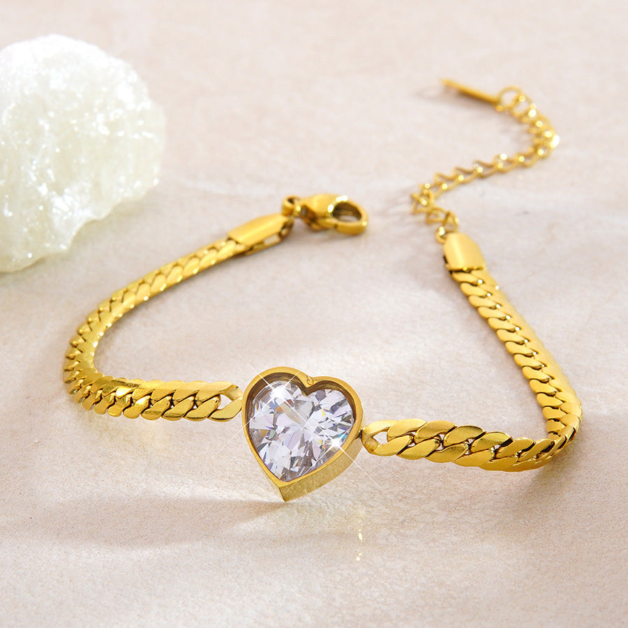 Wholesale Love Heart Stainless Steel Bracelet,  Trendy Fashion Jewelry Gift for Women