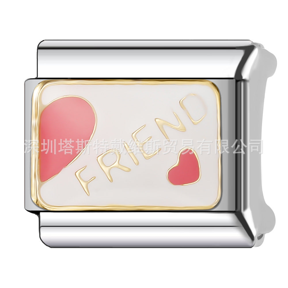 Wholesale  Italian Charm Bracelet 9mm DIY single section Creative Stainless Steel Composable Bracelet