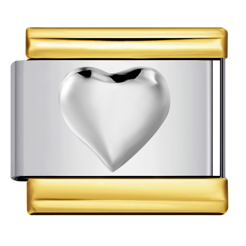 Wholesale  Italian Charm Bracelet 9mm DIY Gold and silver stamping Creative Stainless Steel Composable Bracelet