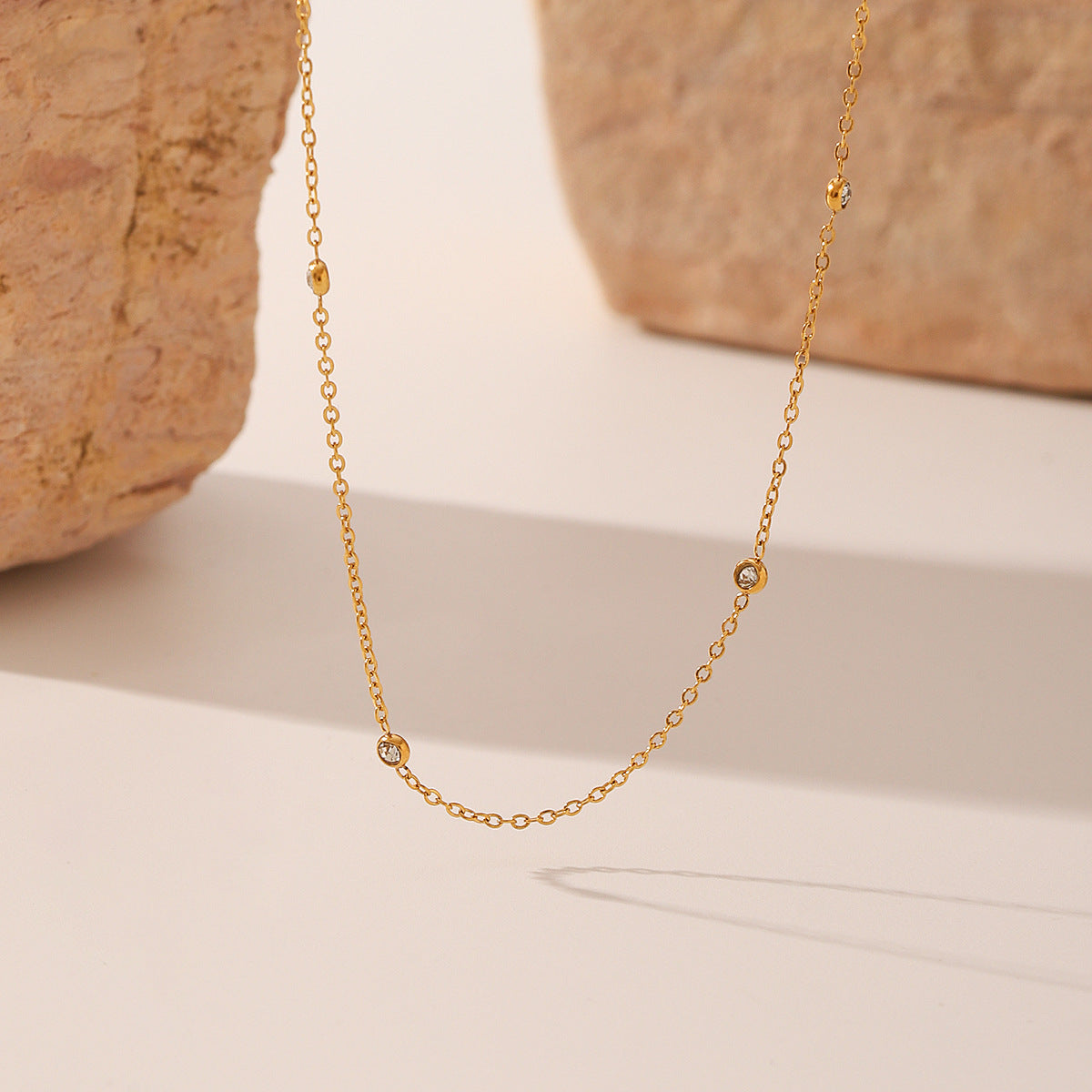 Wholesale  stainless steel necklace 18K gold inlaid zircon necklace