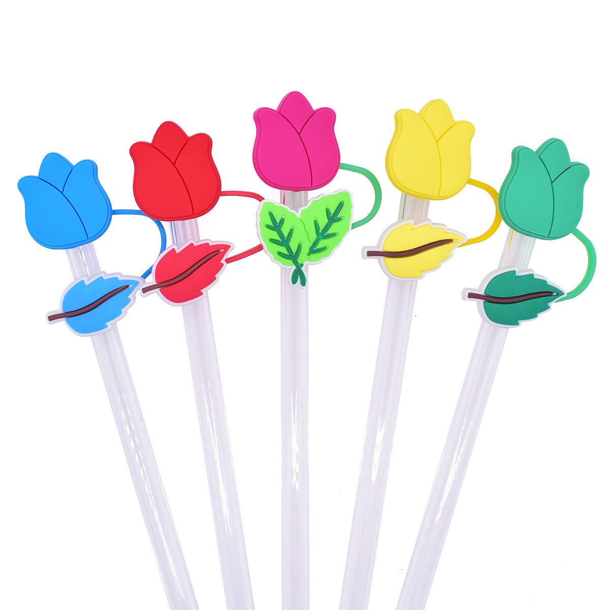 Wholesale Random 100pcs Tulip Straw Tube Cap 10mm Soft Glue Straw Decoration Straw Cover ACC-SCR-RYY033