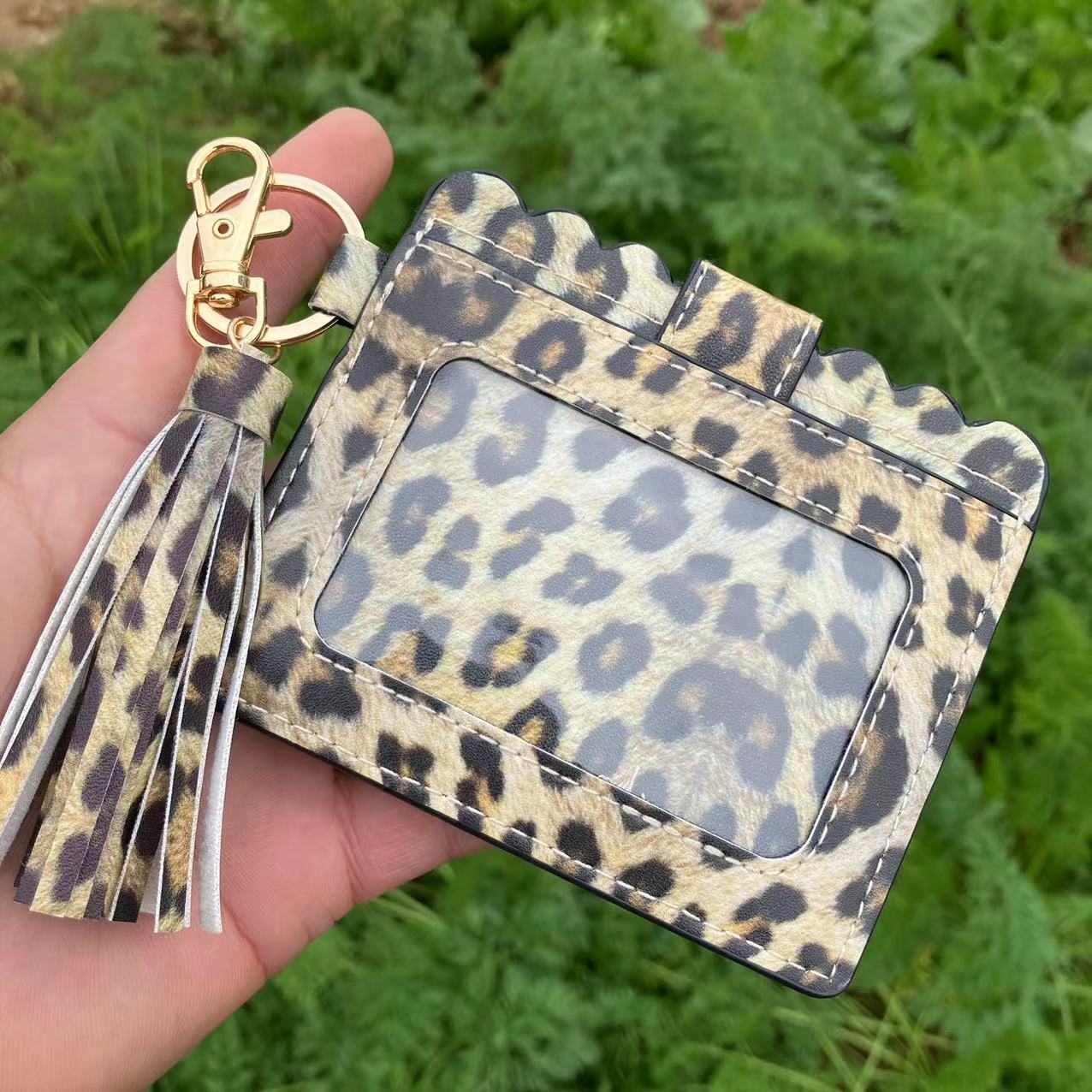 Wholesale Leopard Print Plaid Tie Dye Plaid Card Holder Keychain Wristlet Keychain ACC-KC-QiuXue008