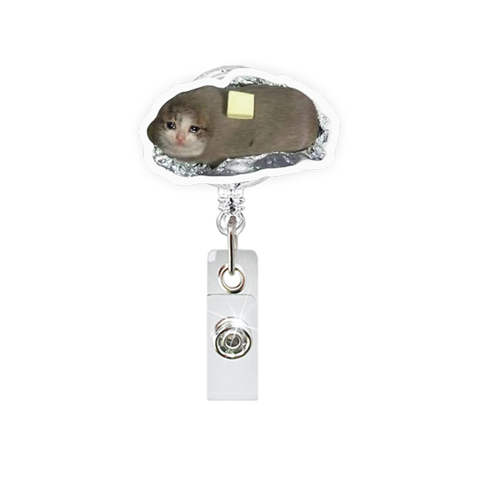 Wholesale Funny Cat Emoticon Acrylic Retractable Badge Reel for Party Gift