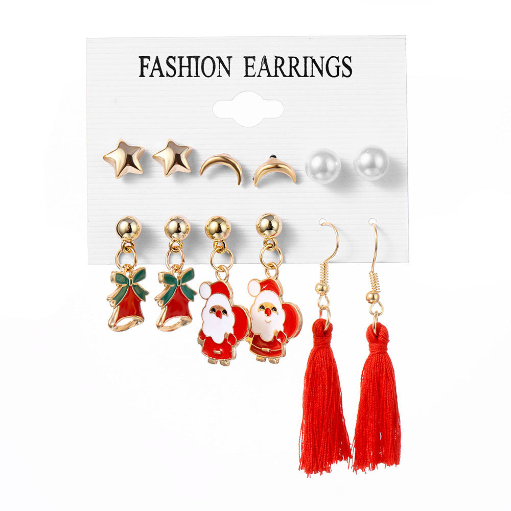 Wholesale Christmas Bell Elk Earrings Six-piece Set ACC-ES-Anduo003