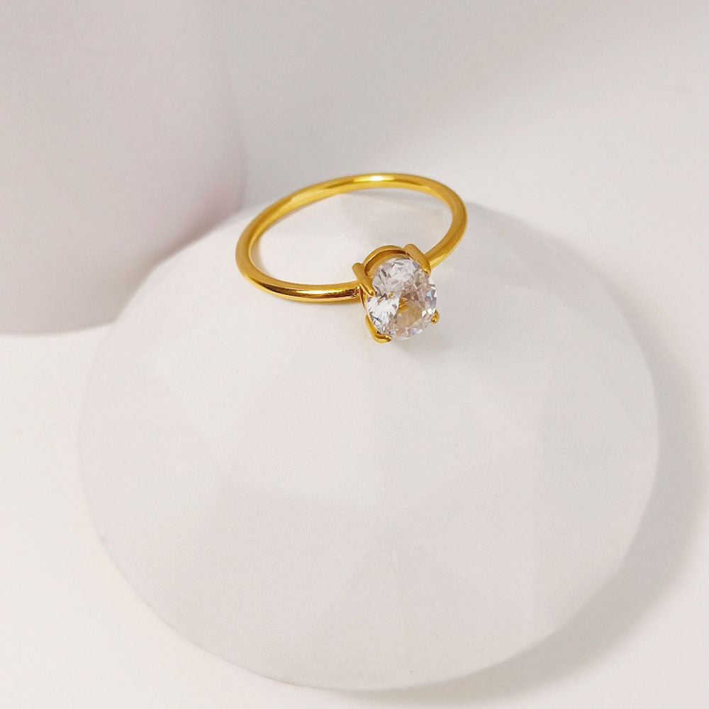 Wholesale 2PCS Titanium steel colored zircon ring