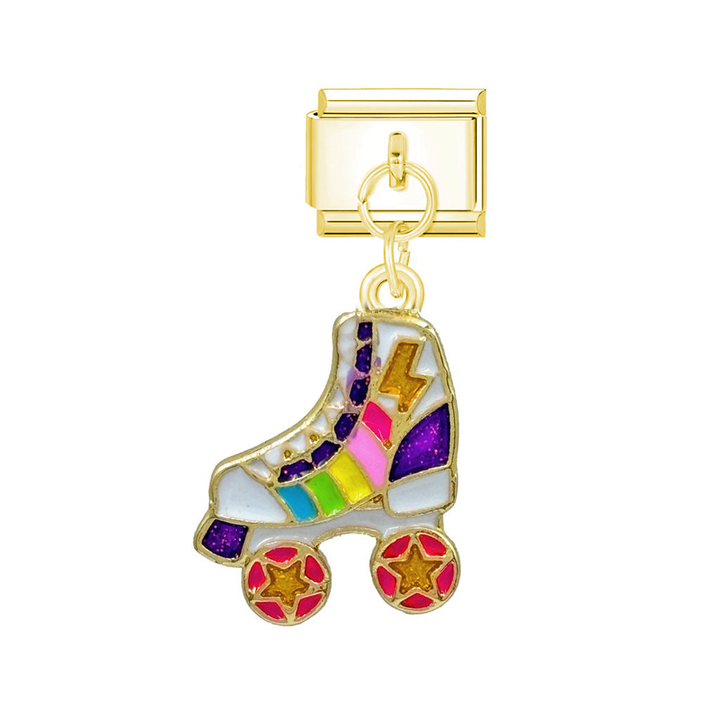 Wholesale Italian Charm Bracelet 9mm DIY Oil-Drip Single Buckle  Creative Stainless Steel Composable Bracelet