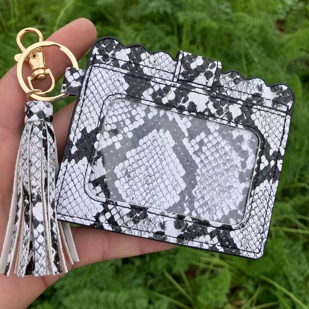 Wholesale Leopard Plaid Solid Color Sunflower Card Holder Keychain ACCVIP-KC-QiuXue004