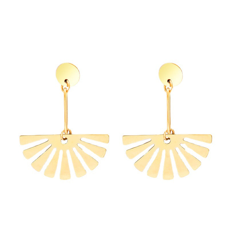 Wholesale creative stainless steel fan-shaped earrings