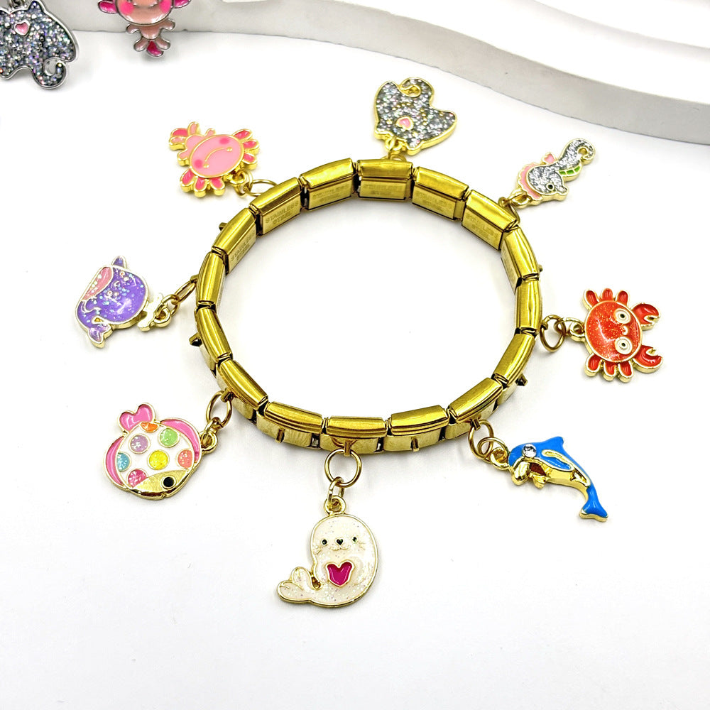 Wholesale  Italian Charm Bracelet 9mm DIY Animal Series   Creative Stainless Steel Composable Bracelet