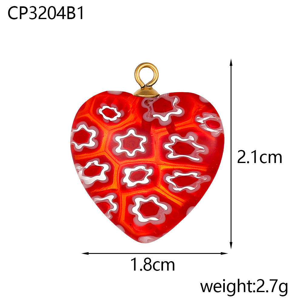 Wholesale Glazed Flower Ball Heart Diy Pendant