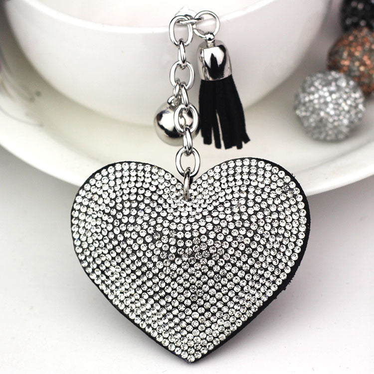 Wholesale 12pcs Heart Shape Hot Diamond Leather Keychain ACC-KC-DC001