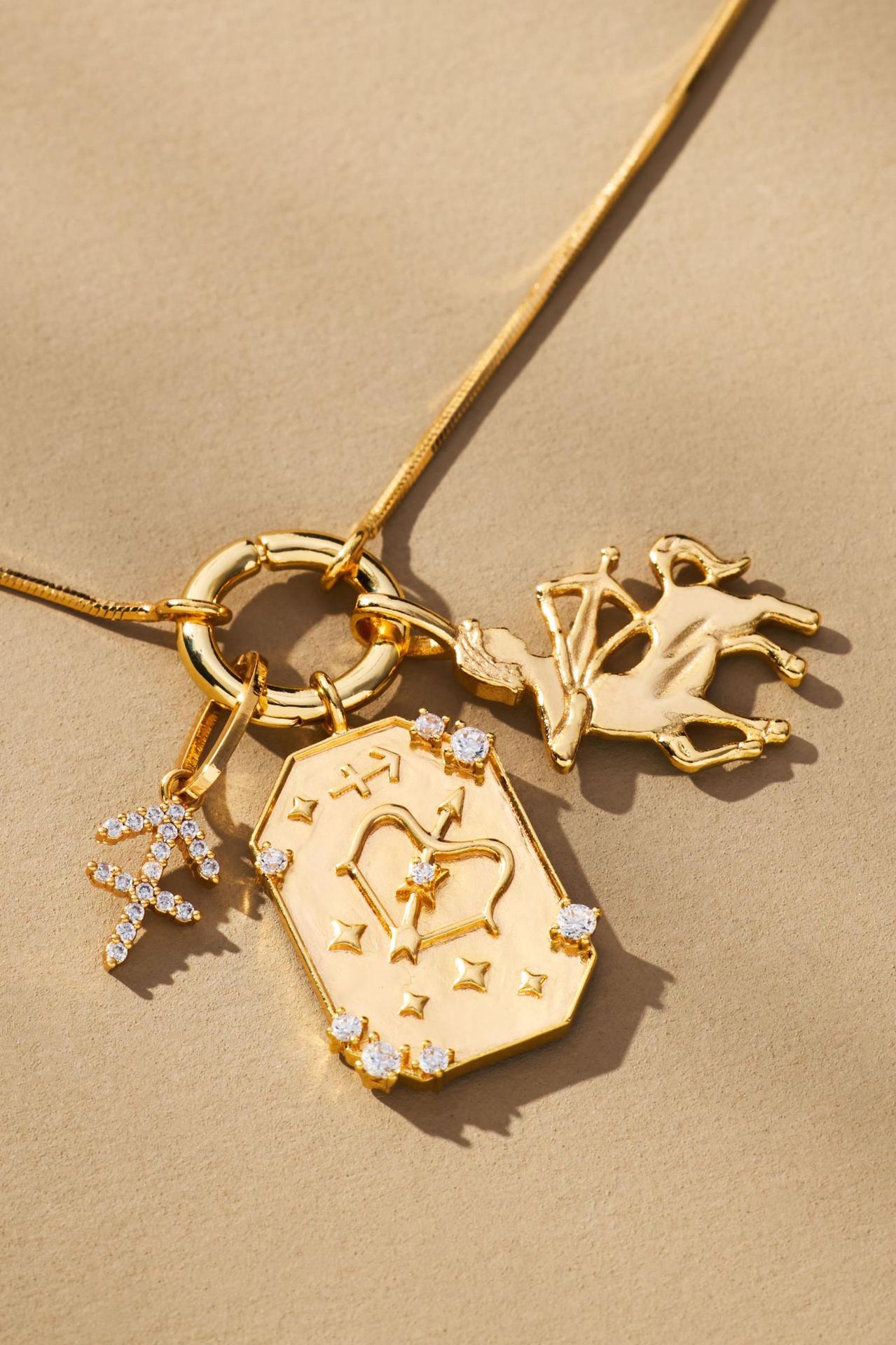 Wholesale 12 Zodiac Pendant Stainless Steel Zircon Necklace