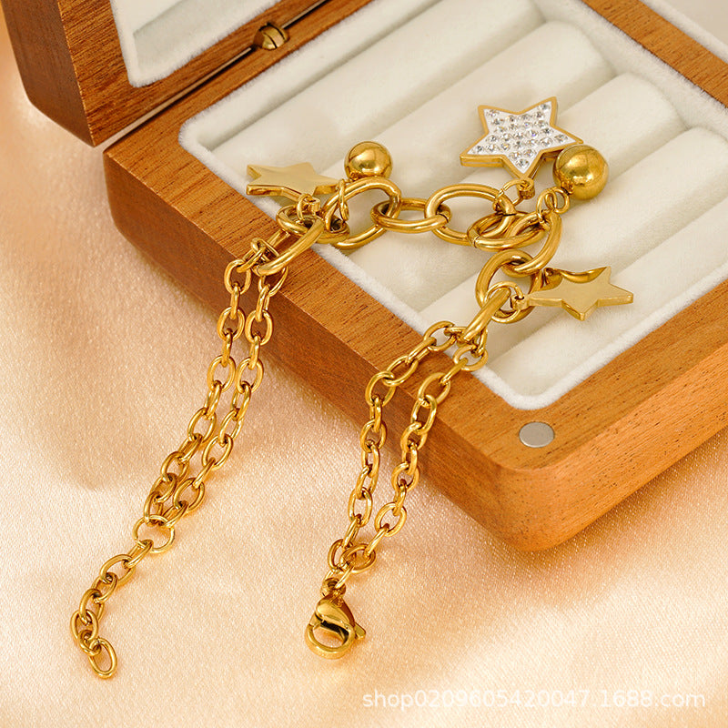 Wholesale 18k gold stainless steel star diamond jewelry